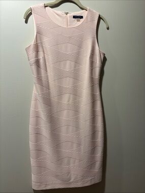 Sleeveless Pink Textured Sheath Dress